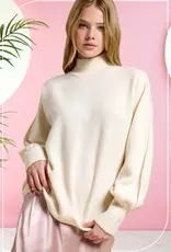 509 Broadway Balloon Sleeve Mock Neck Sweater