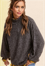 509 Broadway Balloon Sleeve Mock Neck Sweater