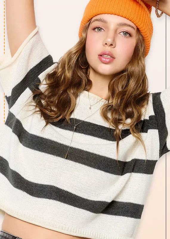 509 Broadway Stripe Lightweight Sweater Top