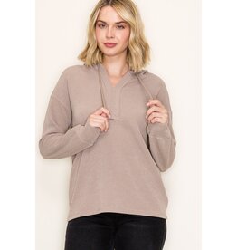 509 Broadway Solid Textured Hoodie Pullover