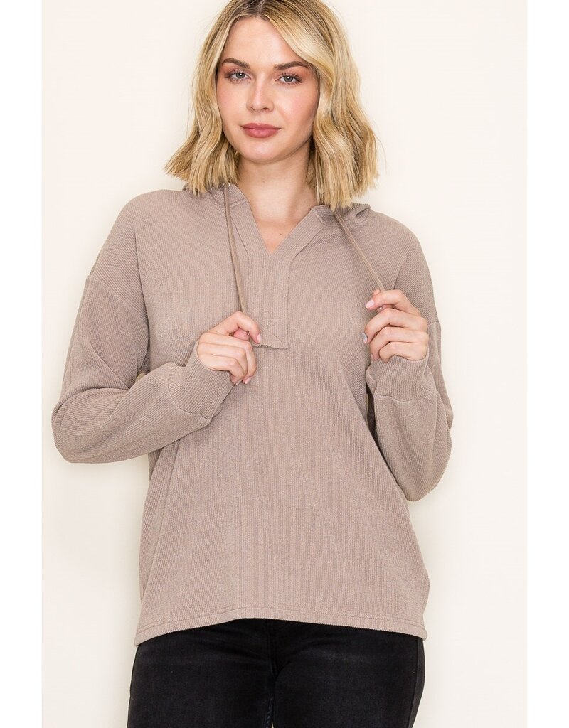 509 Broadway Solid Textured Hoodie Pullover