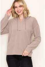 509 Broadway Solid Textured Hoodie Pullover