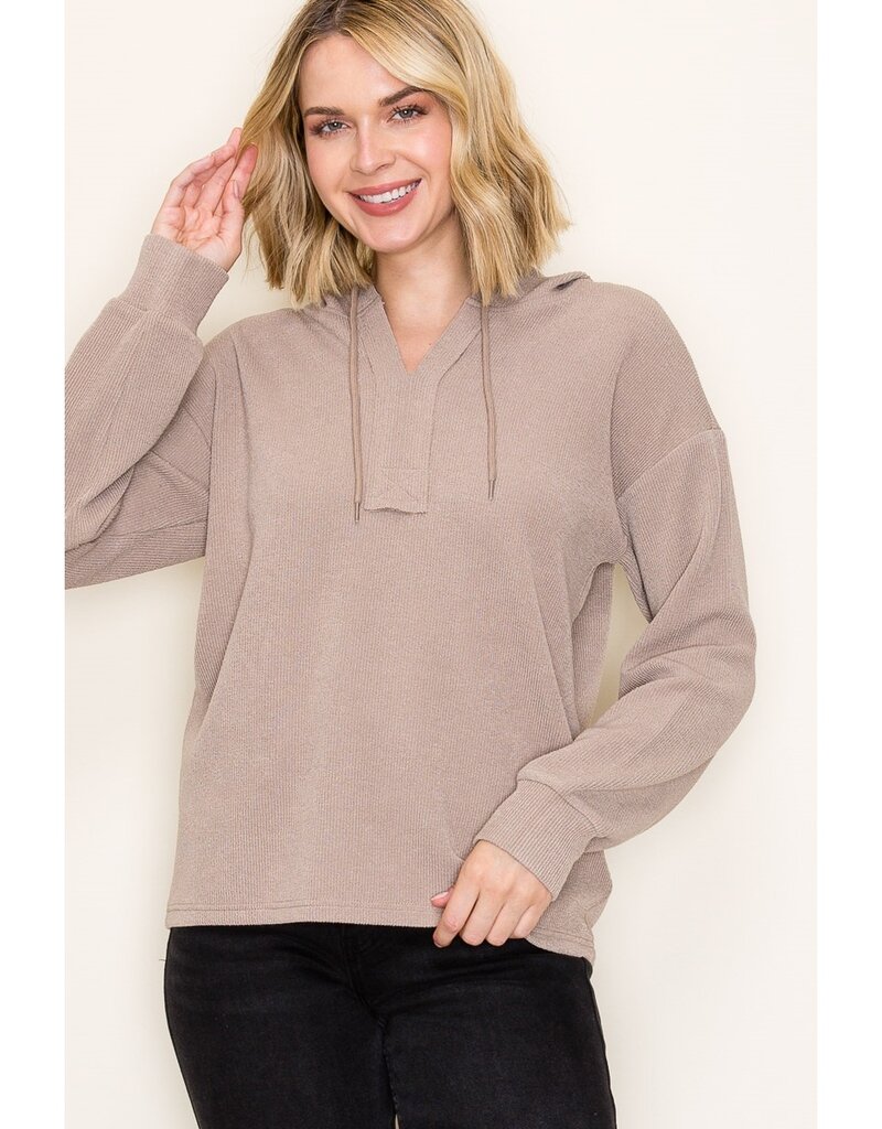 509 Broadway Solid Textured Hoodie Pullover