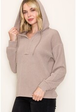 509 Broadway Solid Textured Hoodie Pullover