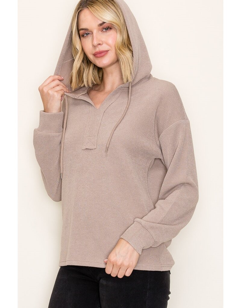 509 Broadway Solid Textured Hoodie Pullover