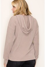 509 Broadway Solid Textured Hoodie Pullover