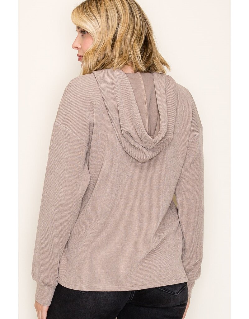 509 Broadway Solid Textured Hoodie Pullover