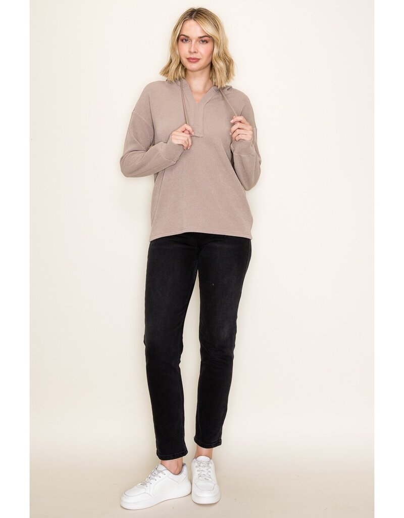 509 Broadway Solid Textured Hoodie Pullover