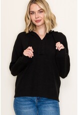 509 Broadway Solid Textured Hoodie Pullover