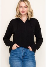 509 Broadway Solid Textured Hoodie Pullover