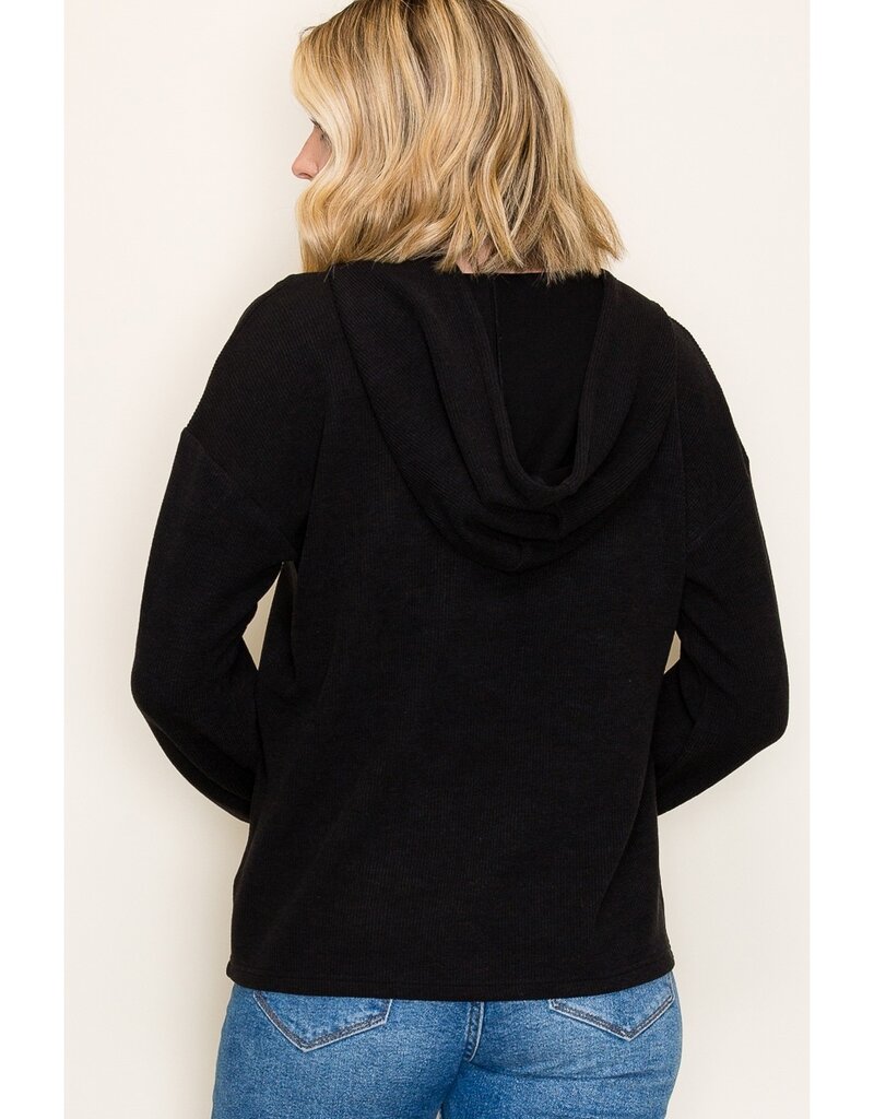 509 Broadway Solid Textured Hoodie Pullover