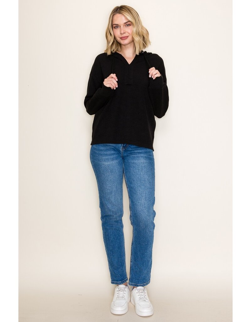 509 Broadway Solid Textured Hoodie Pullover