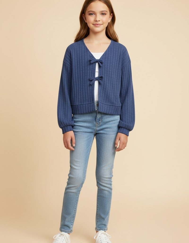 509 Broadway Girls Tie Front Cardigan
