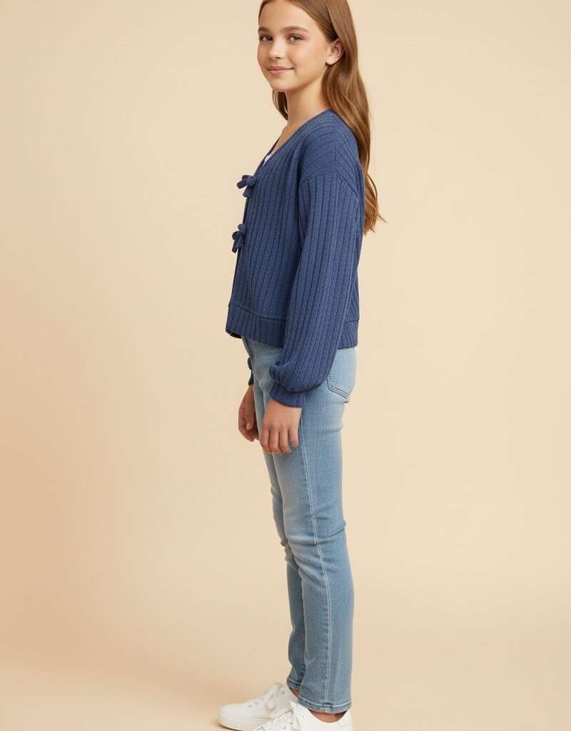 509 Broadway Girls Tie Front Cardigan