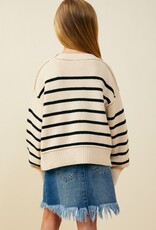509 Broadway Girls Puff Sleeve Stripe Sweater