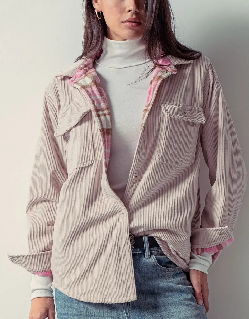 509 Broadway Plaid Flannel Lined Corduroy Shacket