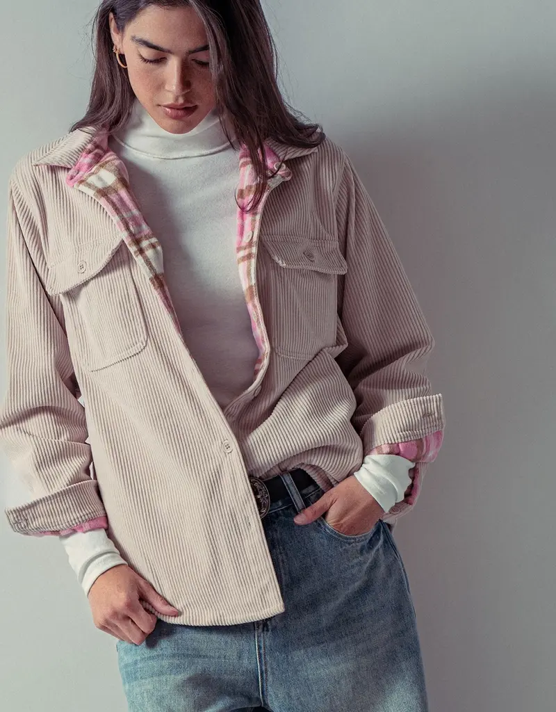 509 Broadway Plaid Flannel Lined Corduroy Shacket