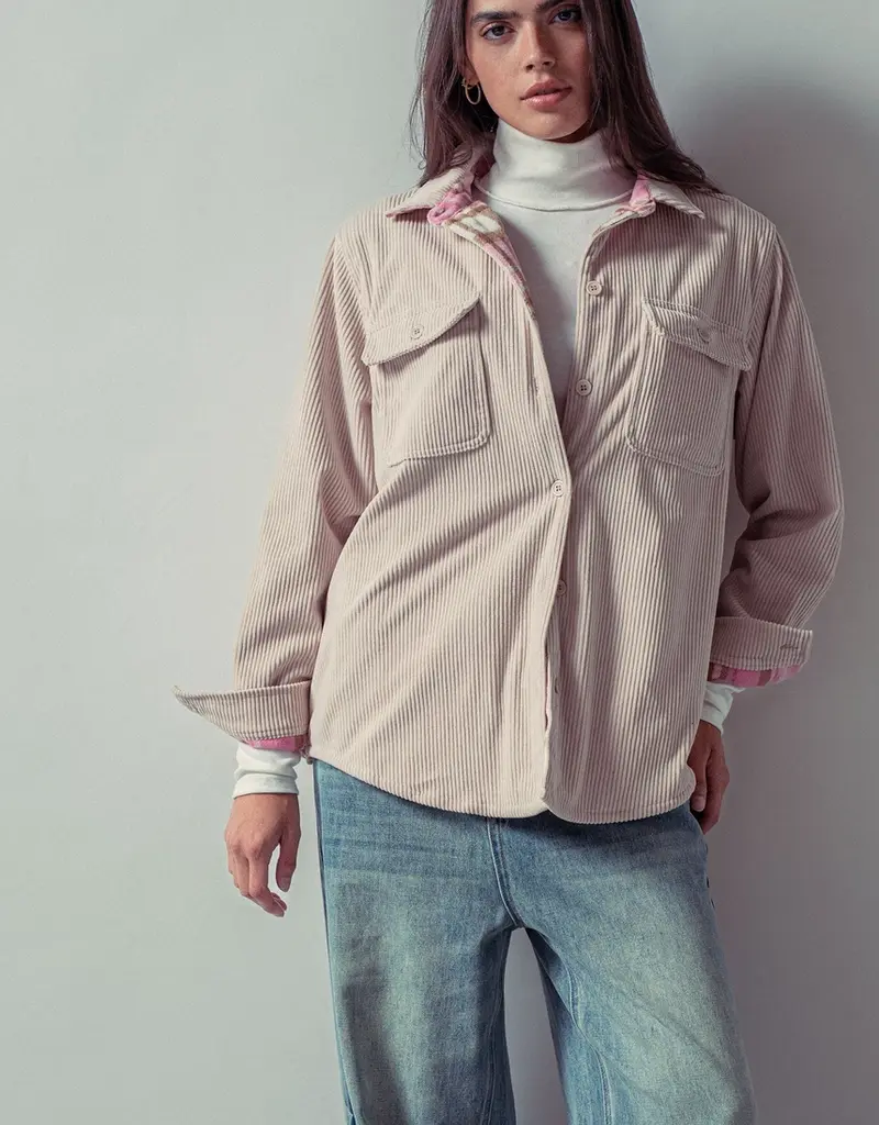 509 Broadway Plaid Flannel Lined Corduroy Shacket