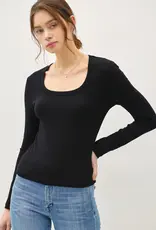 509 Broadway Basic Scoop Neck Long Sleeve Top