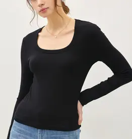 509 Broadway Basic Scoop Neck Long Sleeve Top