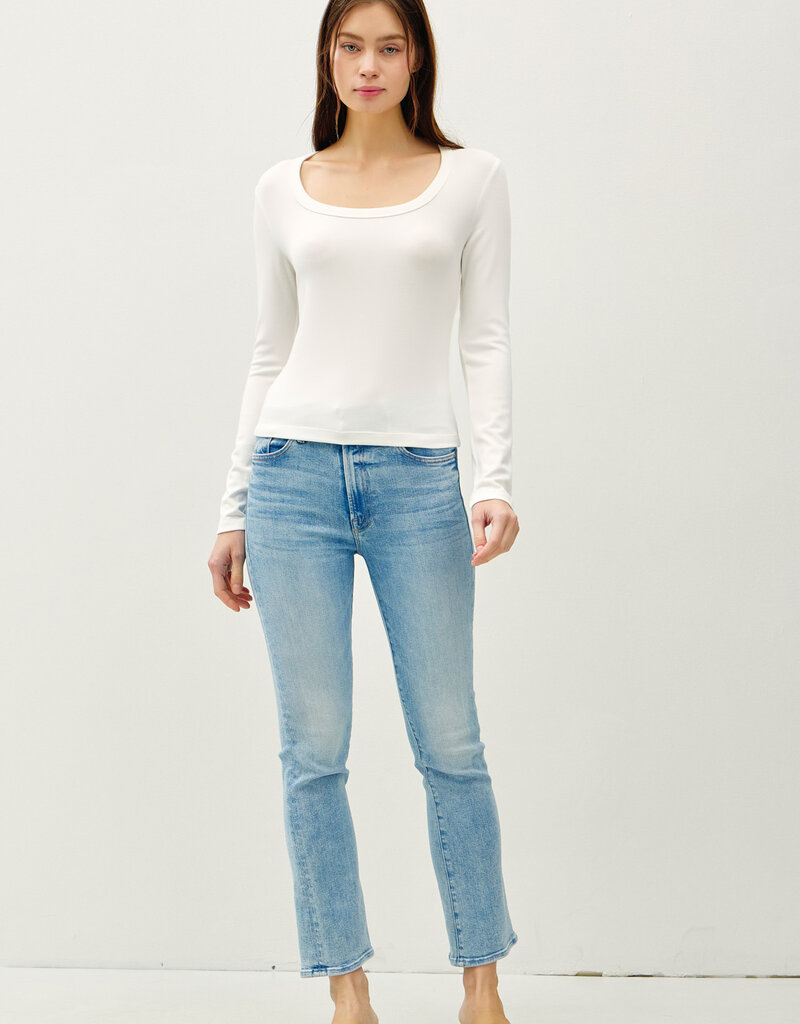 509 Broadway Basic Scoop Neck Long Sleeve Top