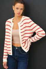 509 Broadway Chunky Knit Striped Open Cardigan