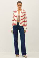 509 Broadway Chunky Knit Striped Open Cardigan