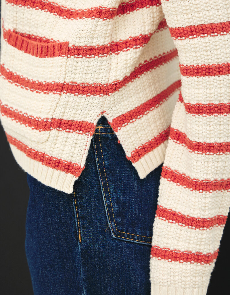 509 Broadway Chunky Knit Striped Open Cardigan
