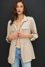 509 Broadway Cinched Waist Safari Cargo Jacket