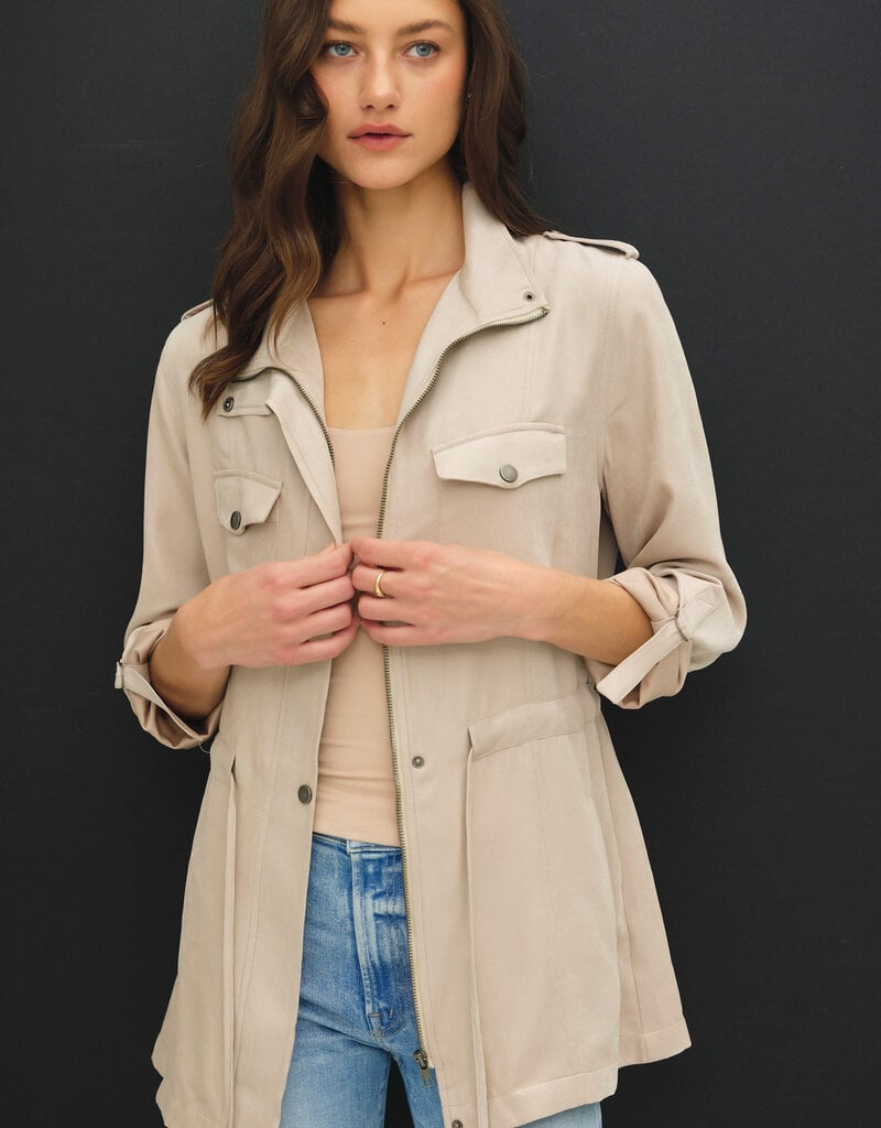 509 Broadway Cinched Waist Safari Cargo Jacket