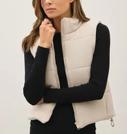 509 Broadway Classic Puffer Zip Up Vest w/ High Neck