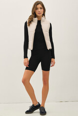 509 Broadway Classic Puffer Zip Up Vest w/ High Neck