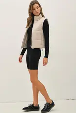 509 Broadway Classic Puffer Zip Up Vest w/ High Neck