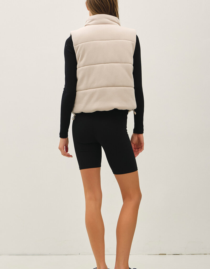 509 Broadway Classic Puffer Zip Up Vest w/ High Neck