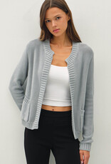 509 Broadway Open Cardigan with Ribbed Edges