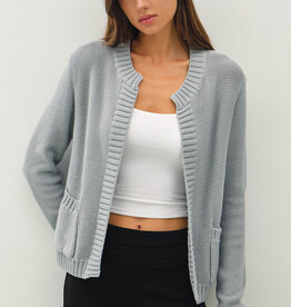 509 Broadway Open Cardigan with Ribbed Edges
