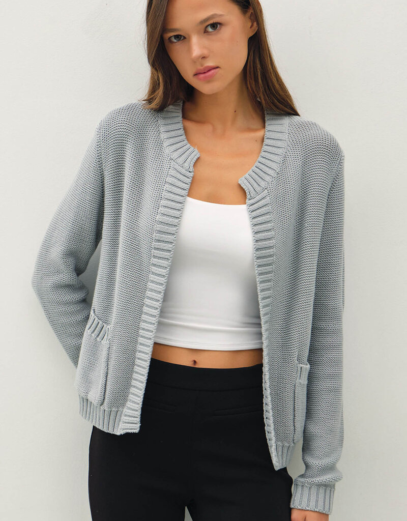 509 Broadway Open Cardigan with Ribbed Edges