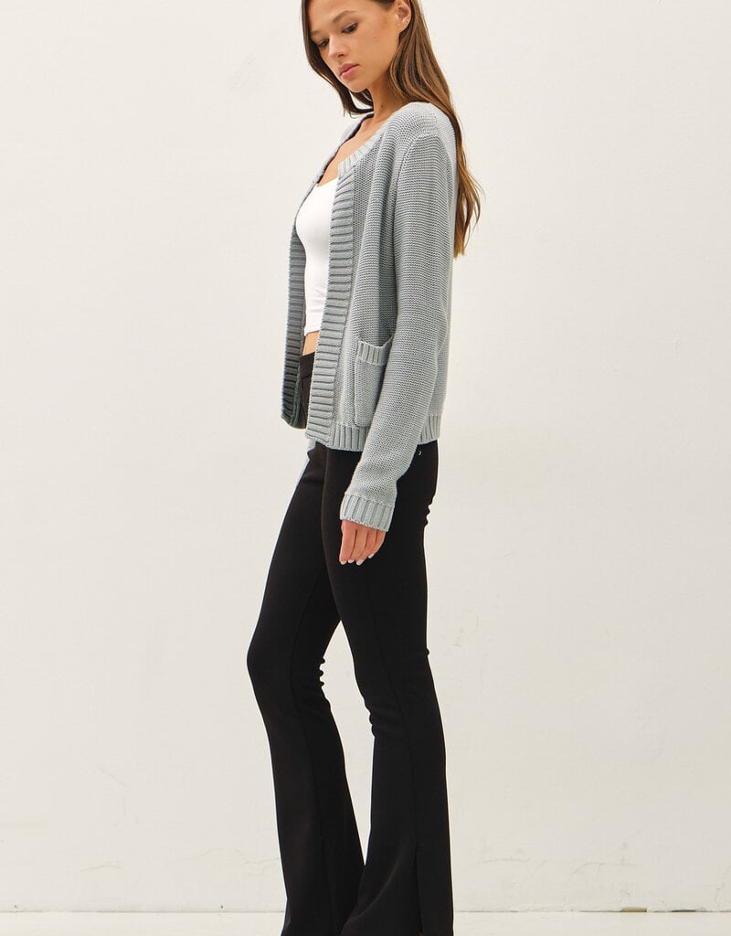 509 Broadway Open Cardigan with Ribbed Edges