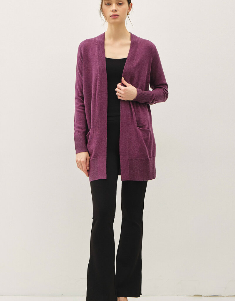 509 Broadway Wool Blended Basic Open Long Cardigan