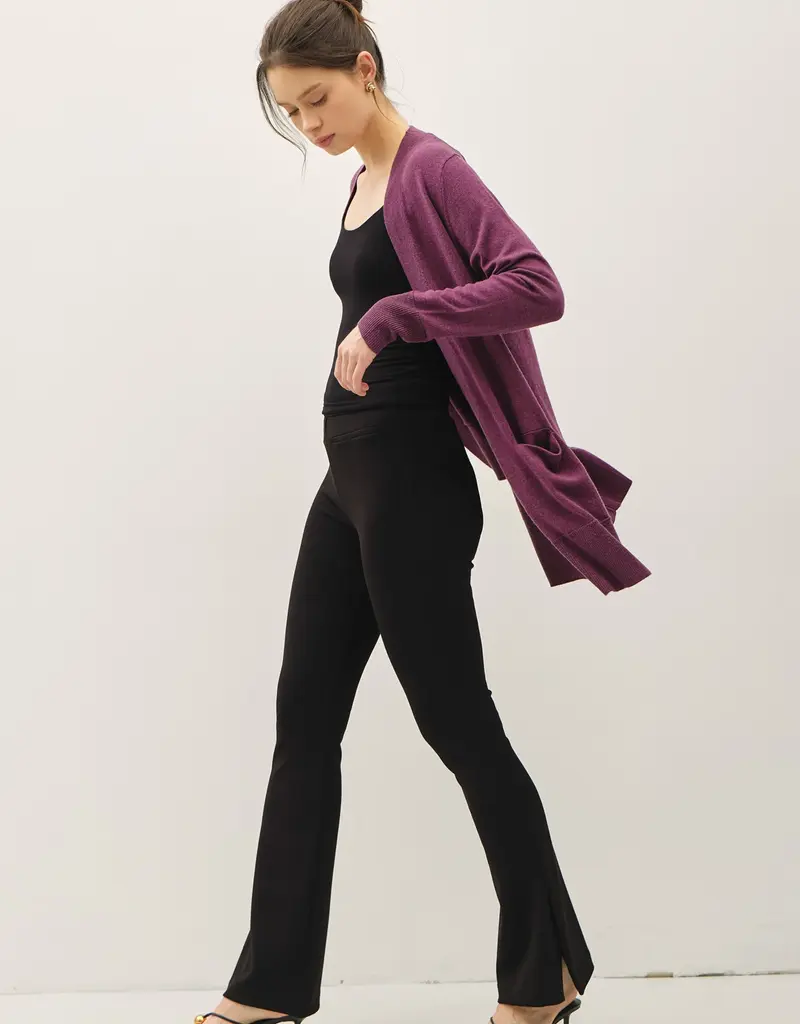 509 Broadway Wool Blended Basic Open Long Cardigan