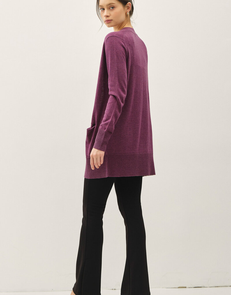 509 Broadway Wool Blended Basic Open Long Cardigan