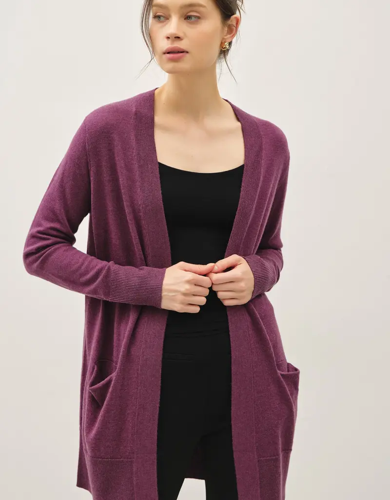 509 Broadway Wool Blended Basic Open Long Cardigan