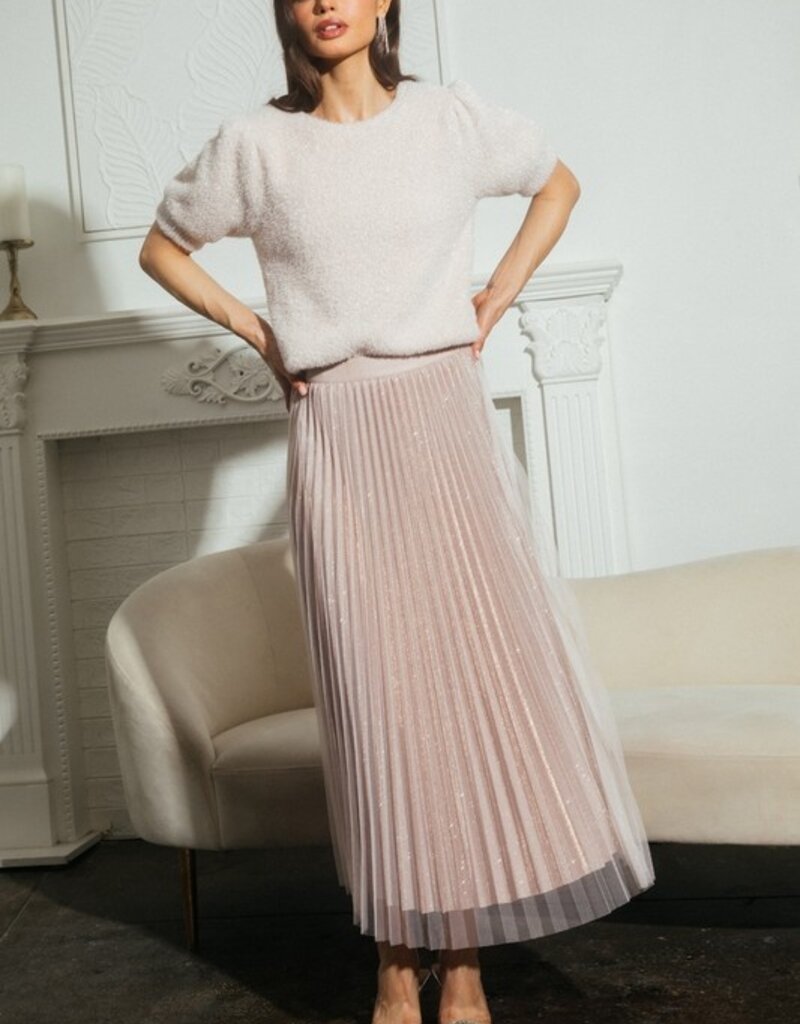 509 Broadway Lurex Pleated Mini Skirt