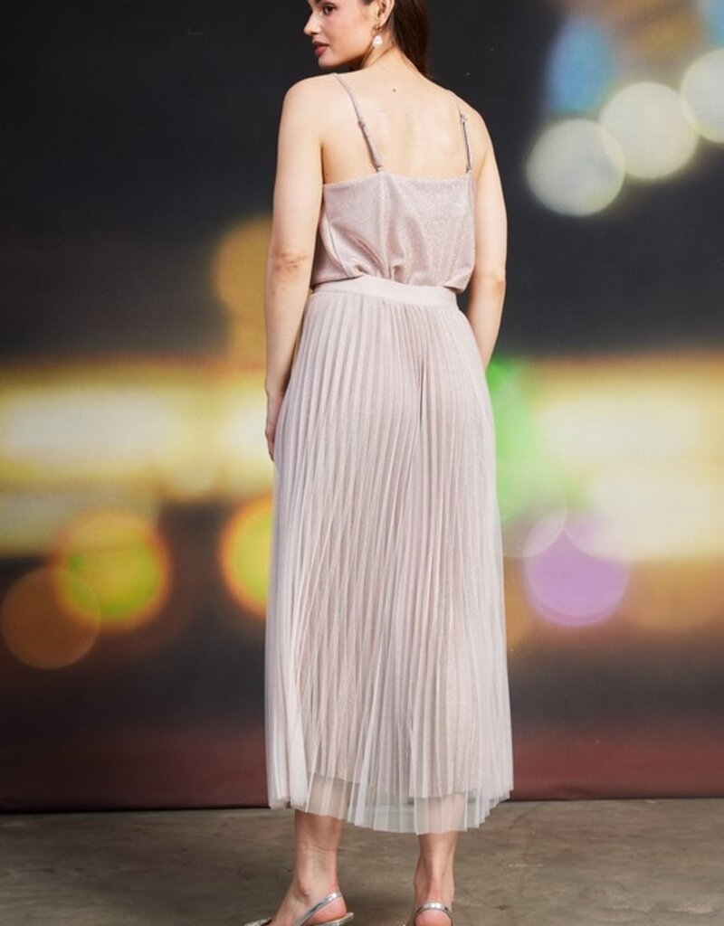 509 Broadway Lurex Pleated Mini Skirt