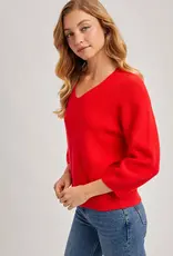 509 Broadway V-Neck 3/4 Sleeve Knit Sweater