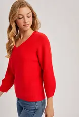 509 Broadway V-Neck 3/4 Sleeve Knit Sweater