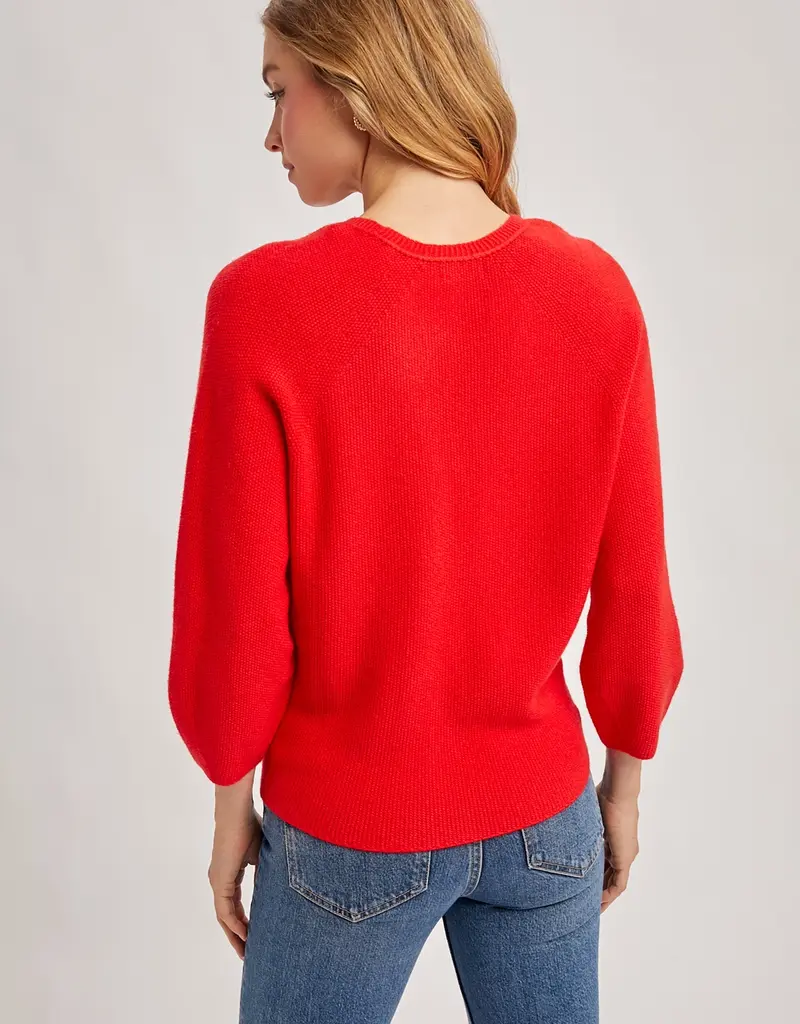 509 Broadway V-Neck 3/4 Sleeve Knit Sweater