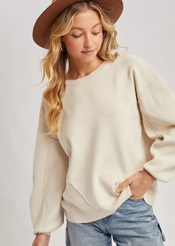 509 Broadway Oversized Knit Crew Pullover