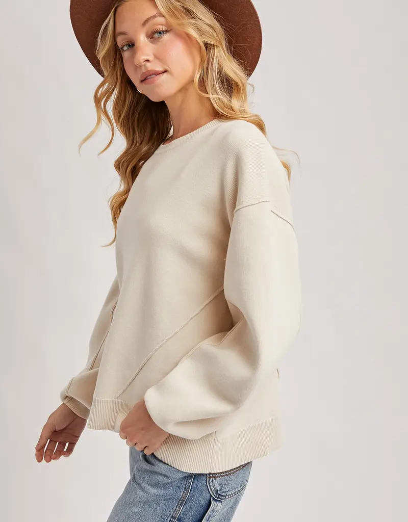 509 Broadway Oversized Knit Crew Pullover