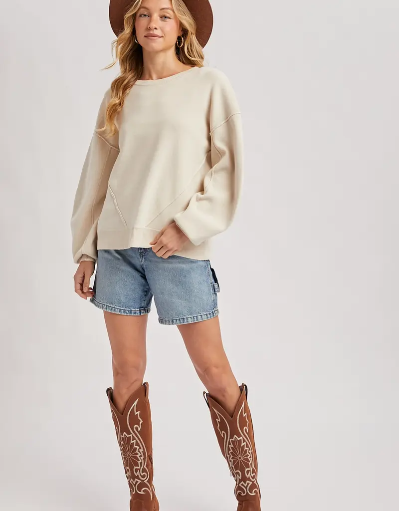 509 Broadway Oversized Knit Crew Pullover